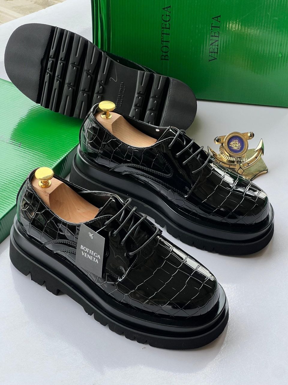 Bottega Croc-Embossed Derby