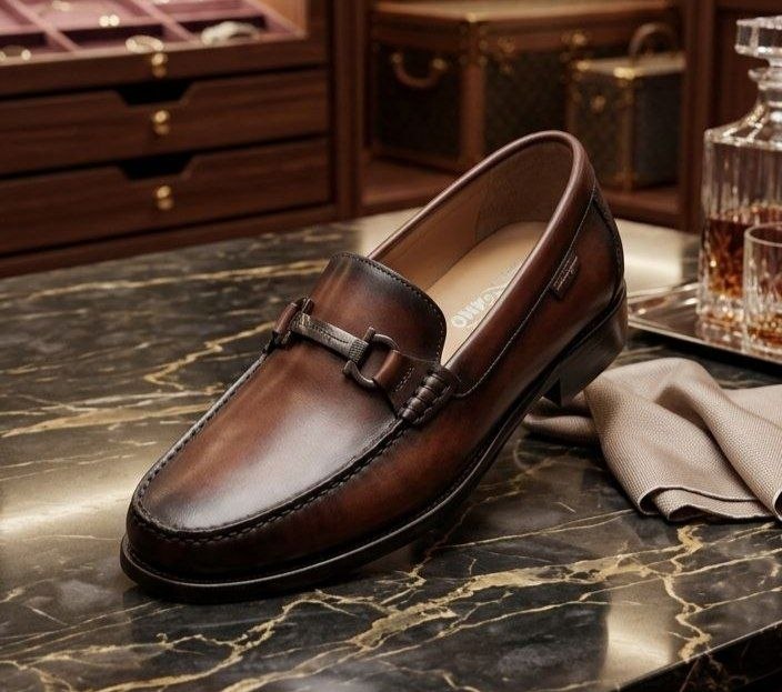 Giorgio Armani Croc-Textured Bit Loafers