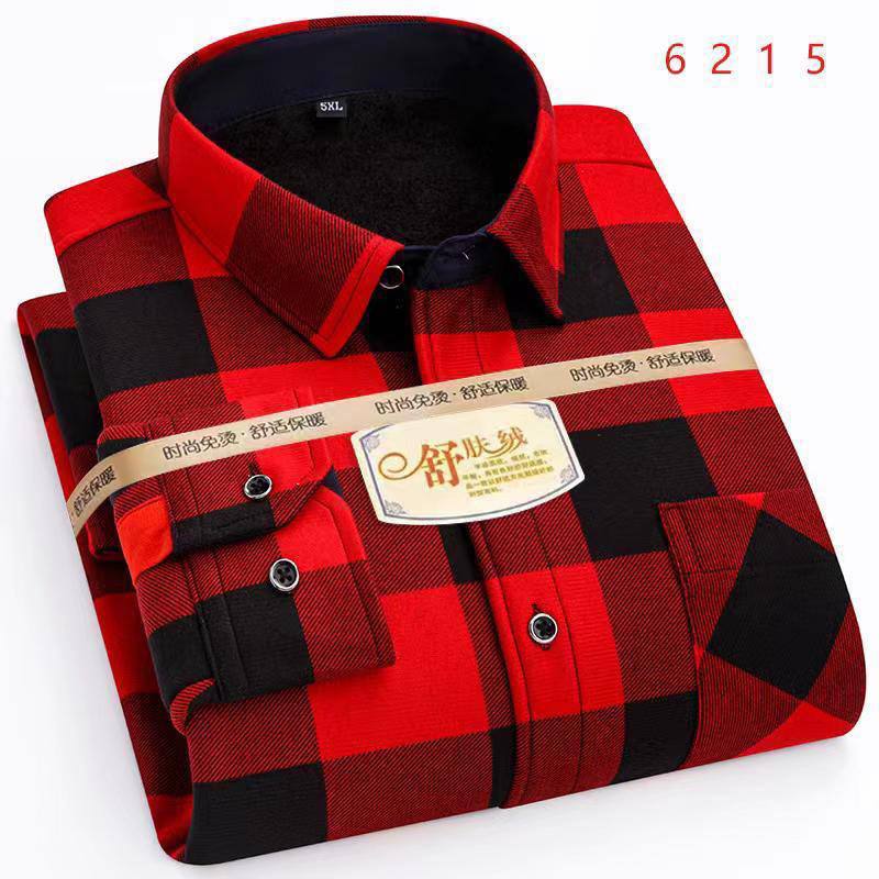 Men's Premium Fleece-Lined Flannel Shirt – Crimson & Onyx Buffalo Check