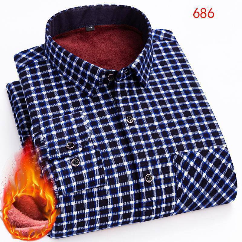 Men's Premium Fleece-Lined Flannel Shirt – Midnight Gingham Micro-Check