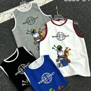 World Crazy" Cartoon Style Tank Tops