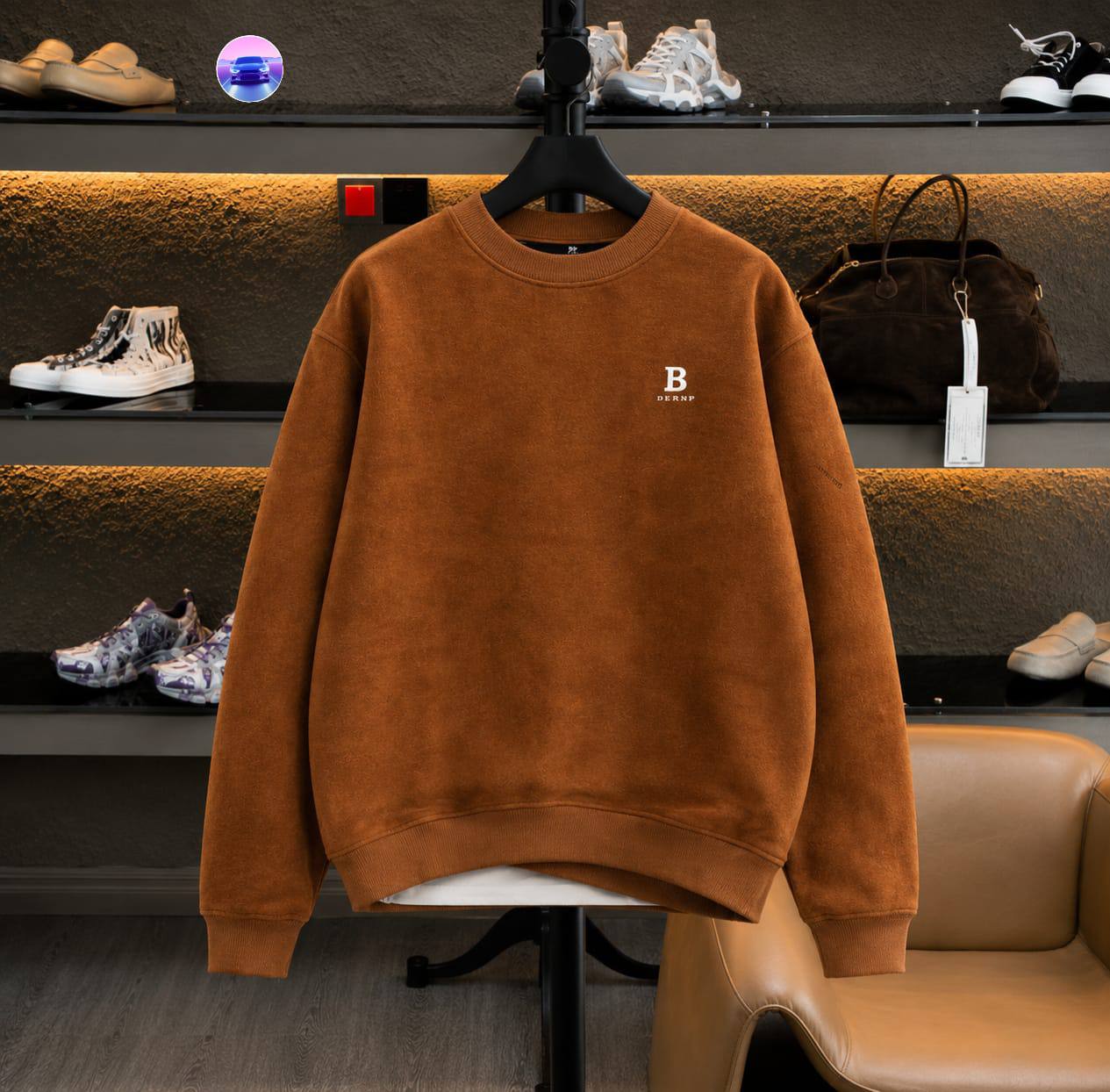 Premium Minimalist Urban Crewneck Sweatshirt + a crisp "B DERNP" minimalist typographic print