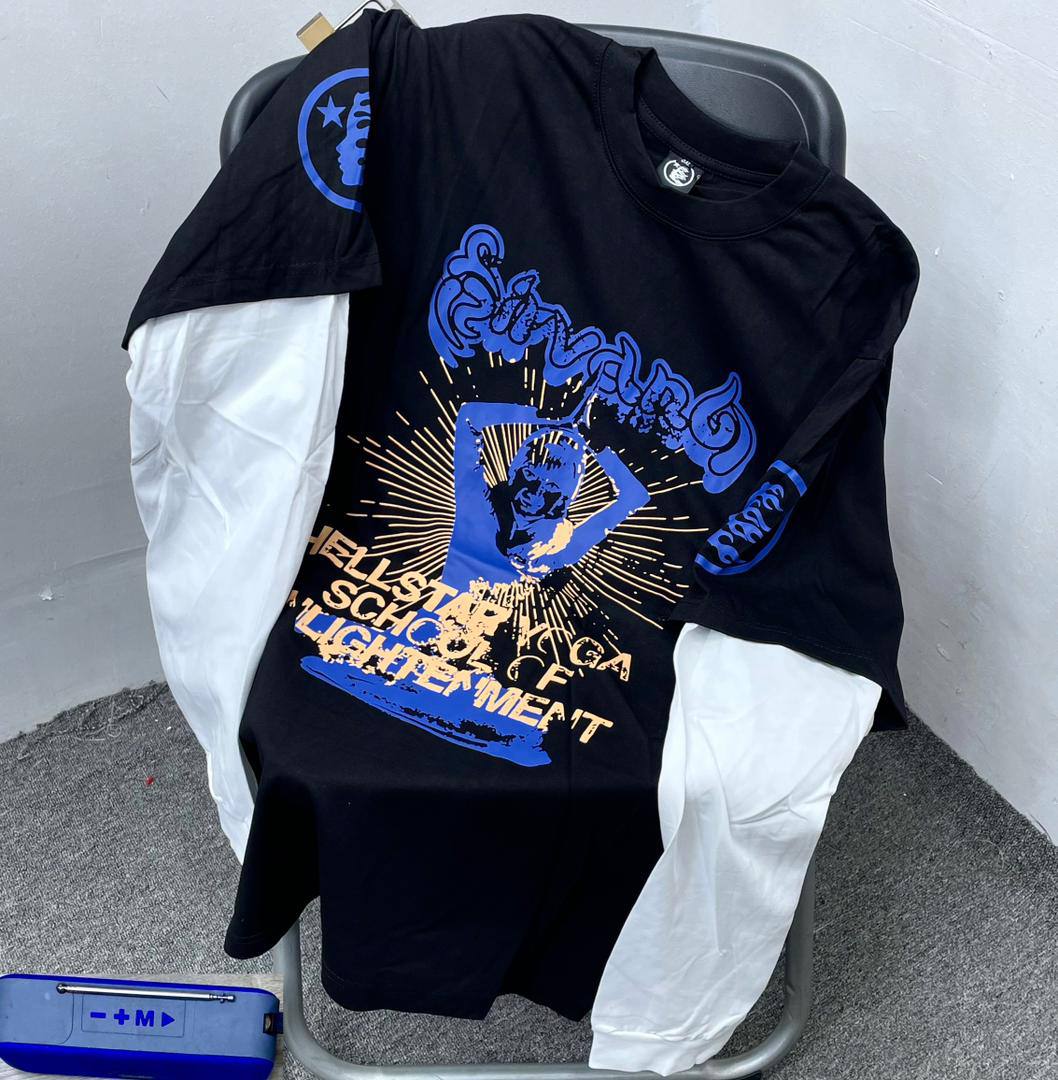 Cyberpunk Graphic Layered Tee — Clean White / Pitch Black
