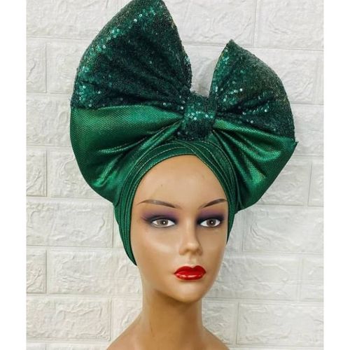 Green Giant Butterfly Bow Auto Gele Headtie
