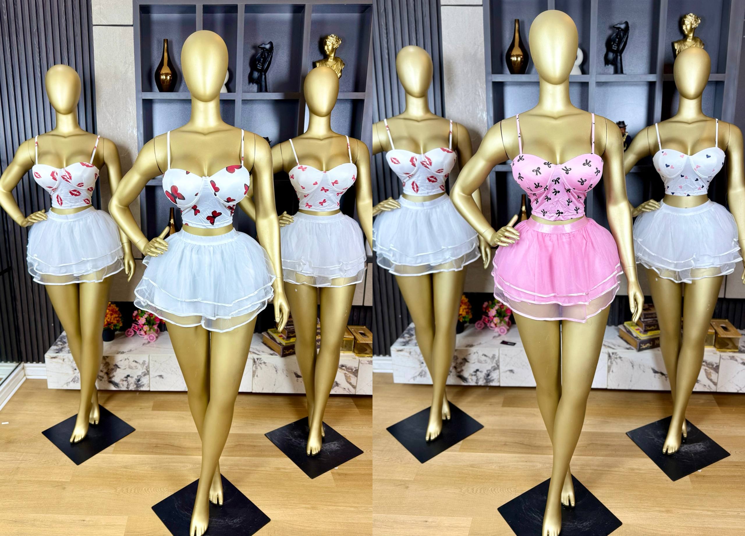 Playful Print Bustier & Tulle Skirt Co-ord Set