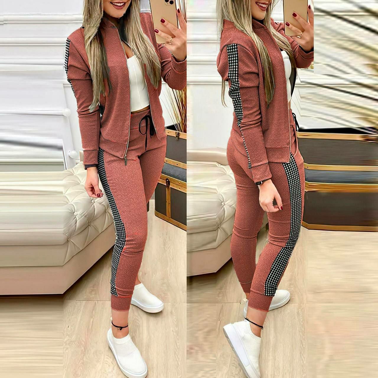 Contrast Side-Panel Jogger Set for Women
