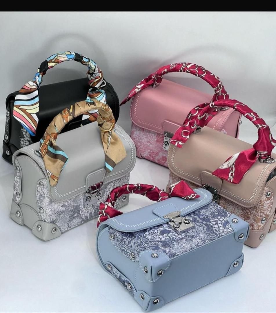 silk scarf-wrapped mini trunk bag