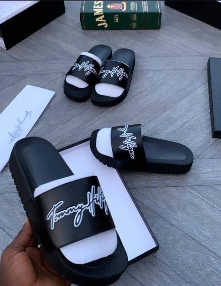 Stylish Black Tommy Hilfiger Slides for Men