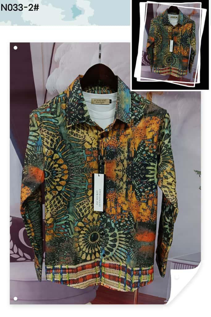 Bold Geometric & Floral Print Long-Sleeve Shirt