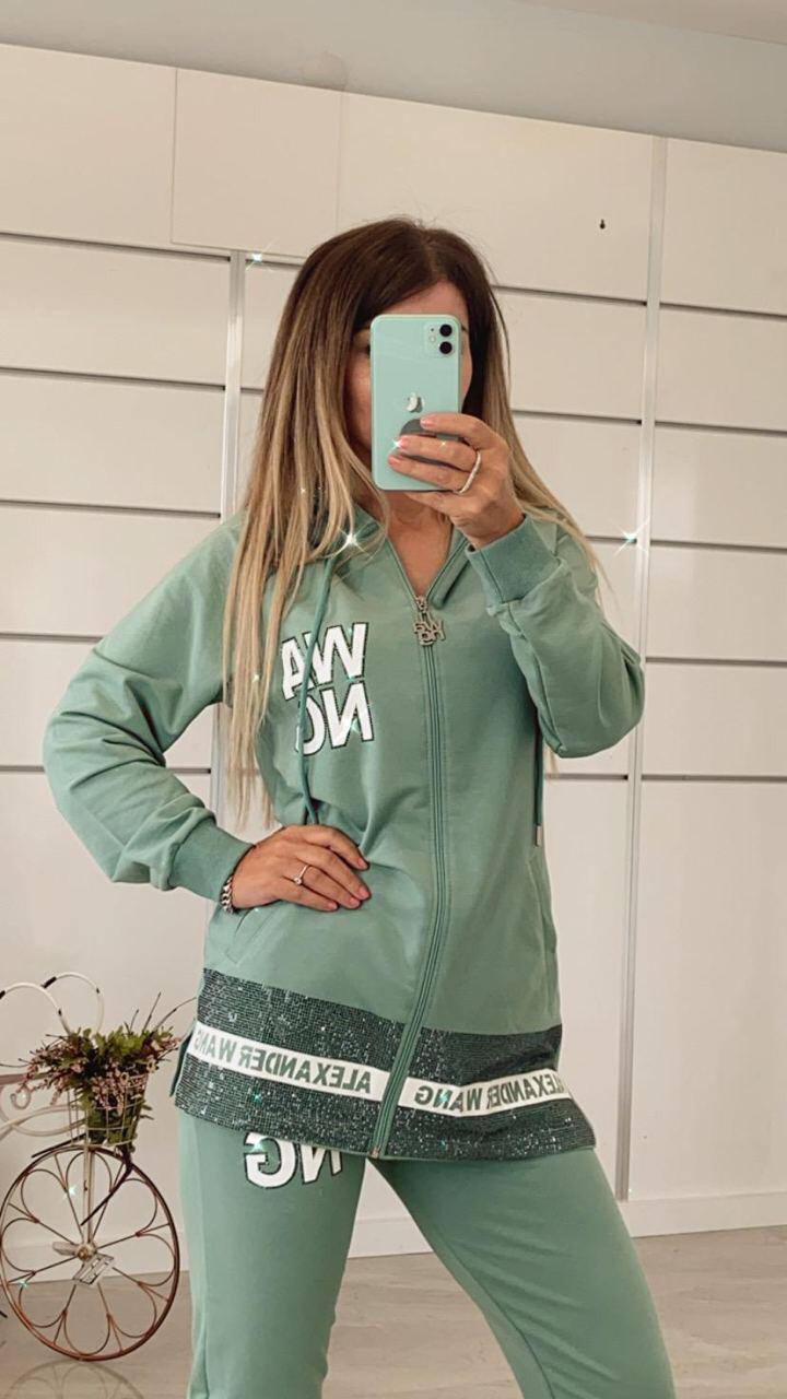 Embellished Logo Zip-Up Tracksuit Set - Image 2