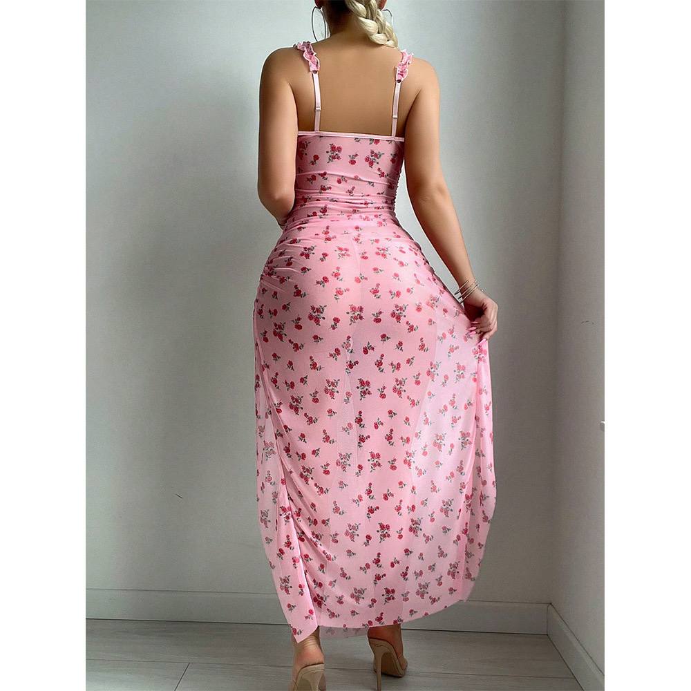 Romantic Floral Sheer Maxi lounge Gown - Image 2