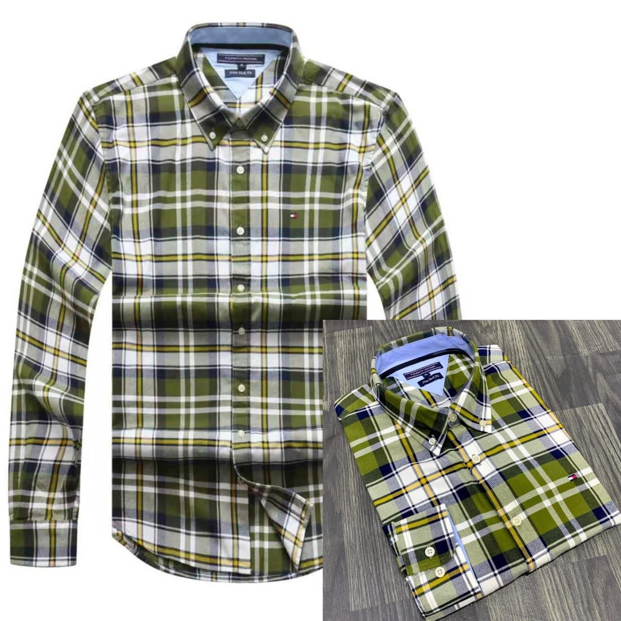Versatile green Long-Sleeve Dress Shirt for Men