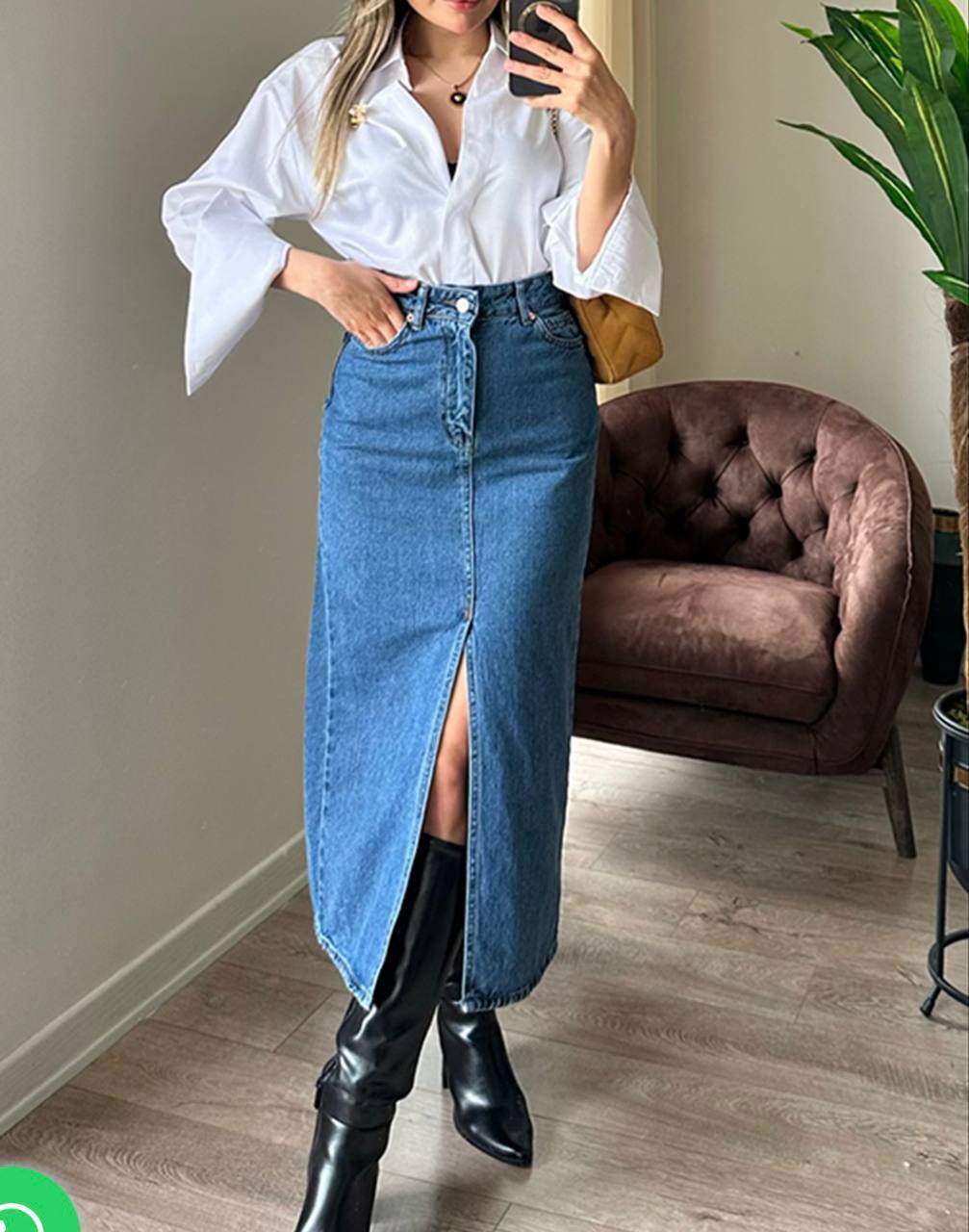 Classic Blue Denim Long Skirt