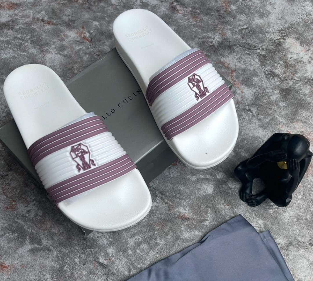 Brunello Cucinelli Signature Striped Comfort Slides
