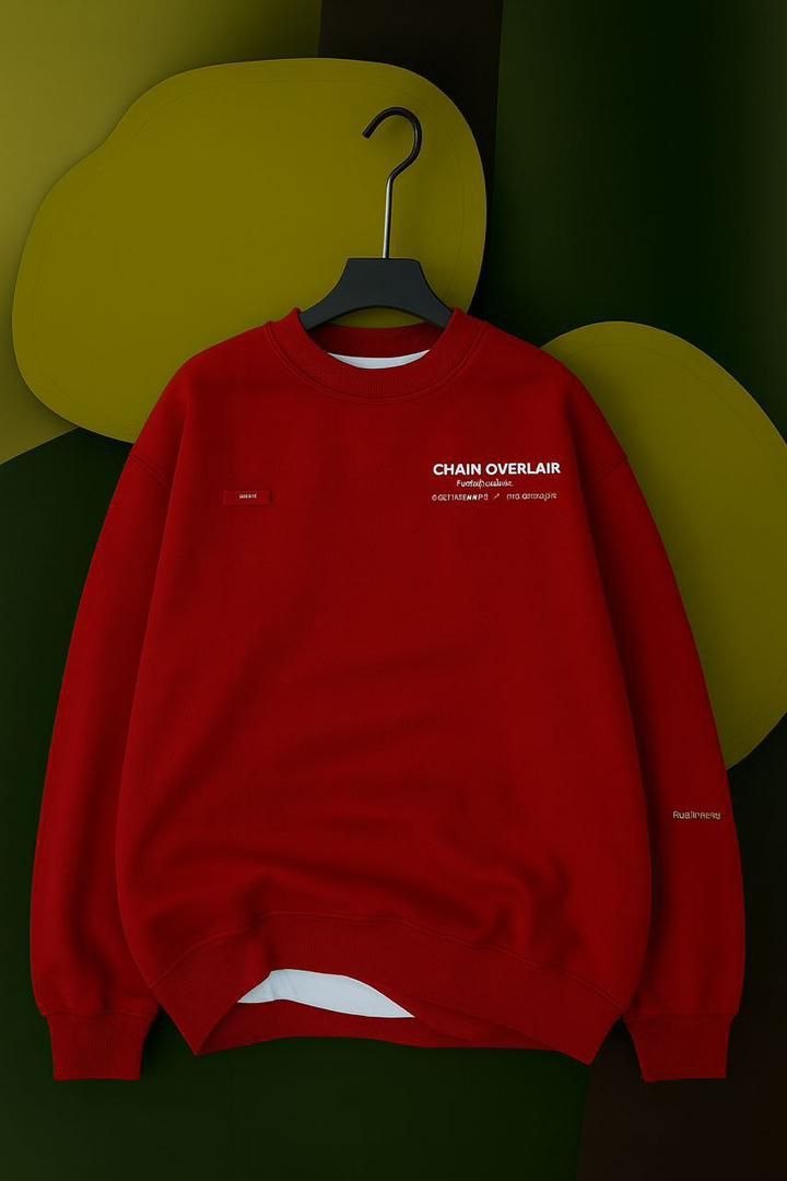 Men’s Edgy Graphic Sweatshirt Red Pullover