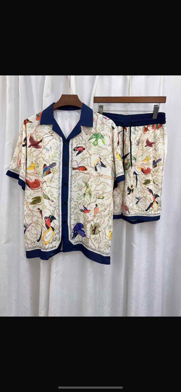 Silk Button-Down Shirt & Shorts Co-Ord Set