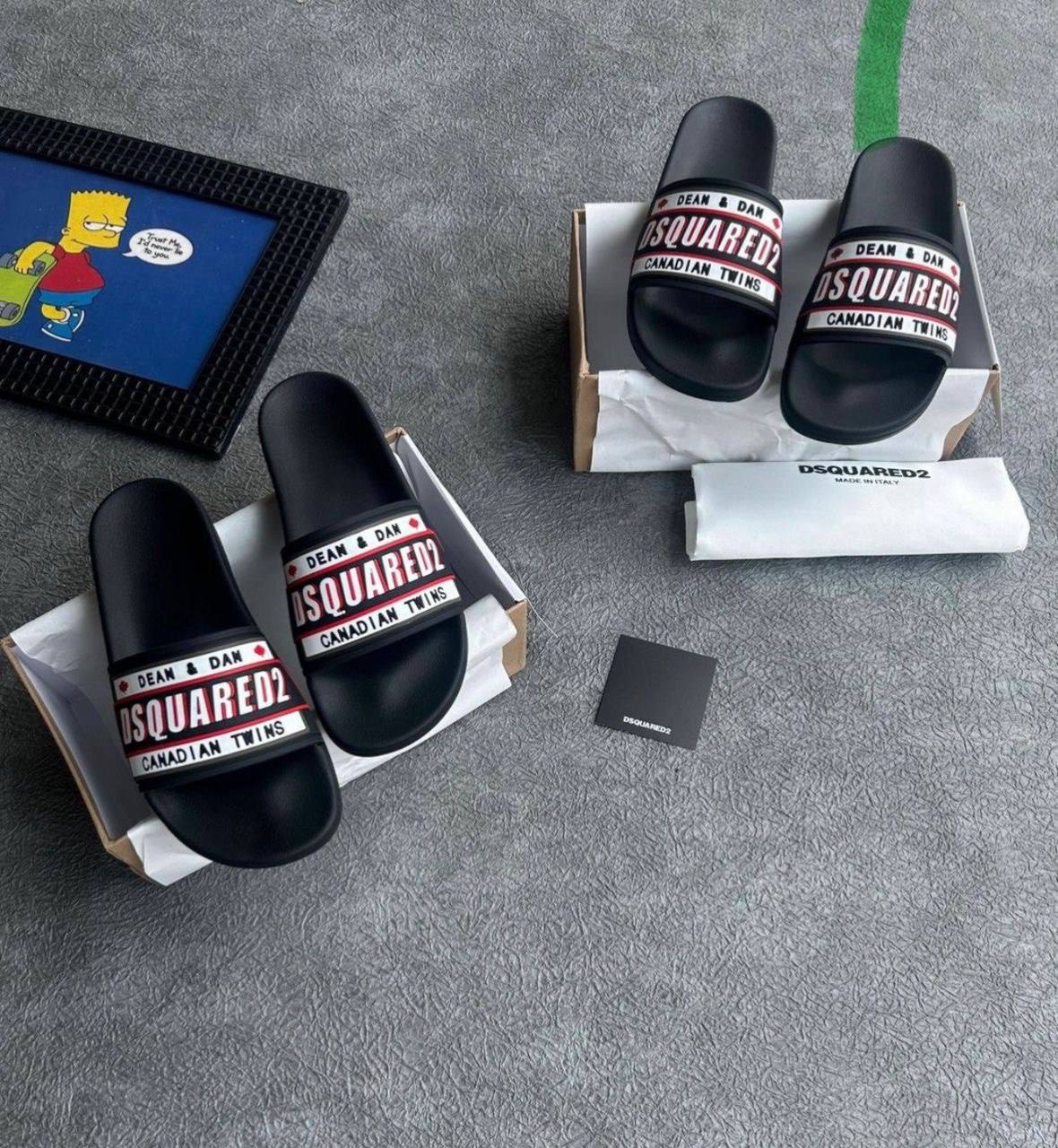 Dsquared2 "Canadian Twins" Black Logo Slides