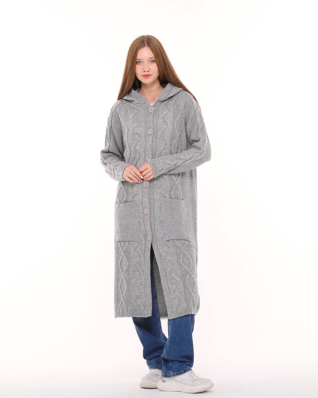 Longline Cable-Knit Hooded Cardigan