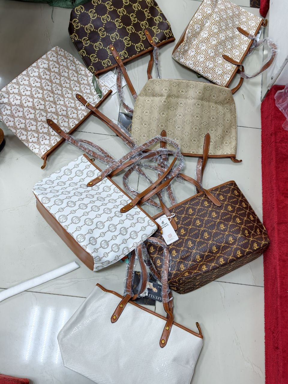 Multi-Pattern Monogram Canvas Everyday Tote Bag