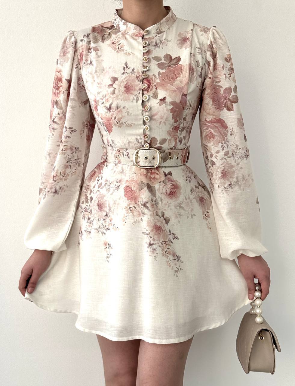 Vintage Aesthetic Floral Button-Down Mini Dress