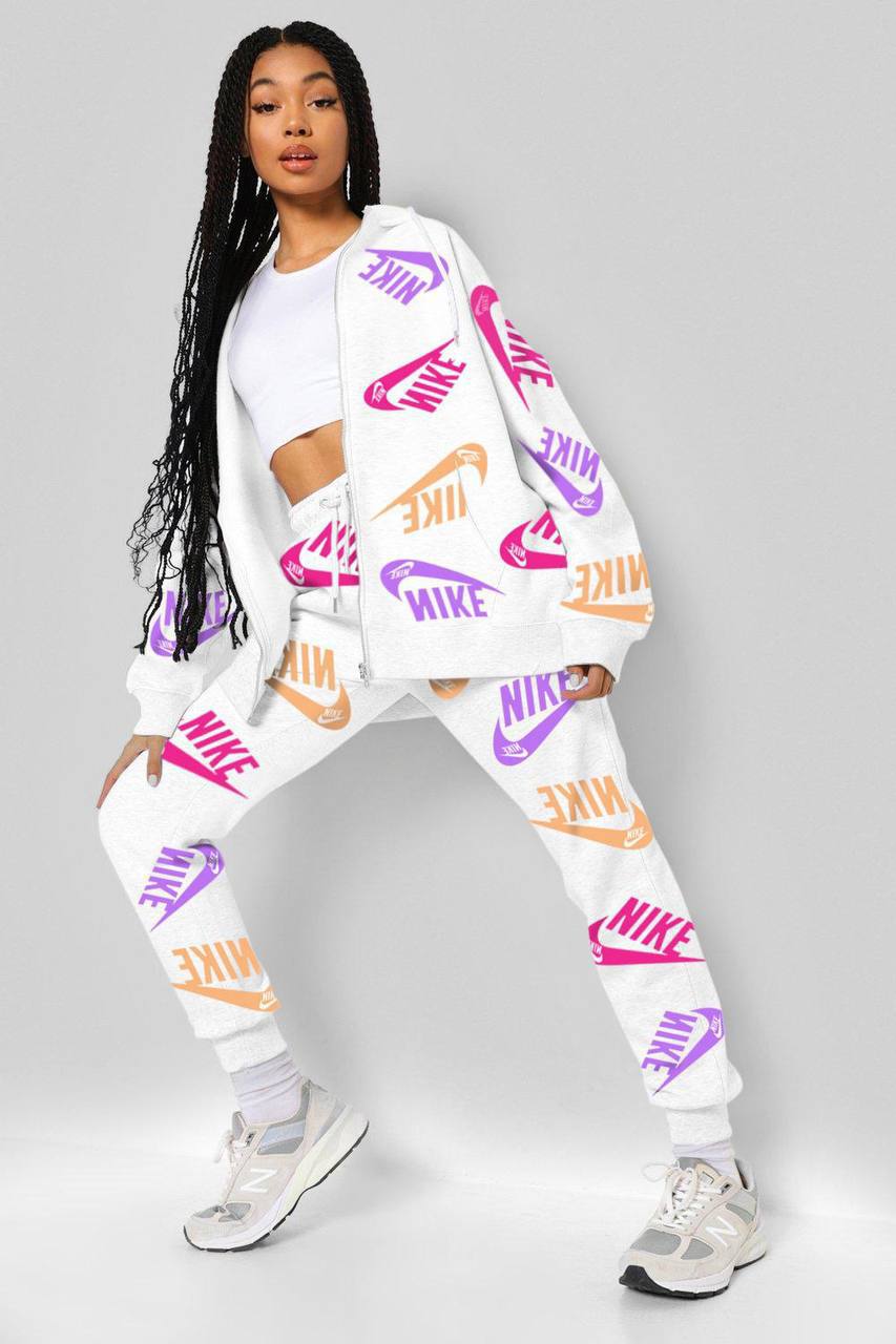 Multi-Colored Logo Print Casual Tracksuit Set