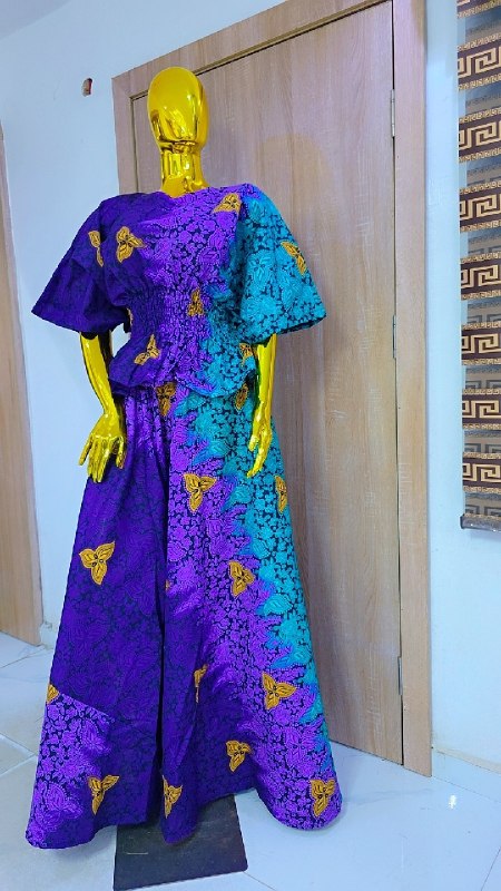 Women's Ankara Skirt Set Puff Sleeve Blouse