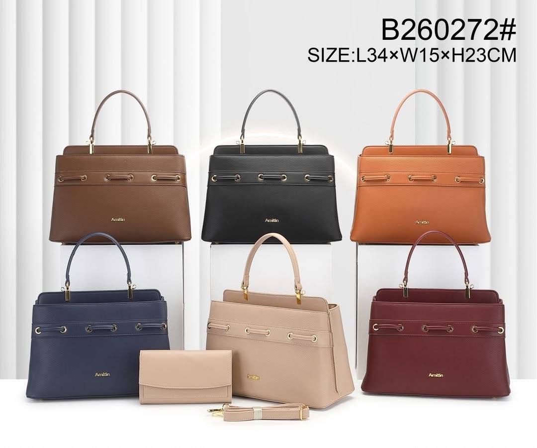 Elegant Amittin Large Belted Top-Handle Executive Satchel Bag