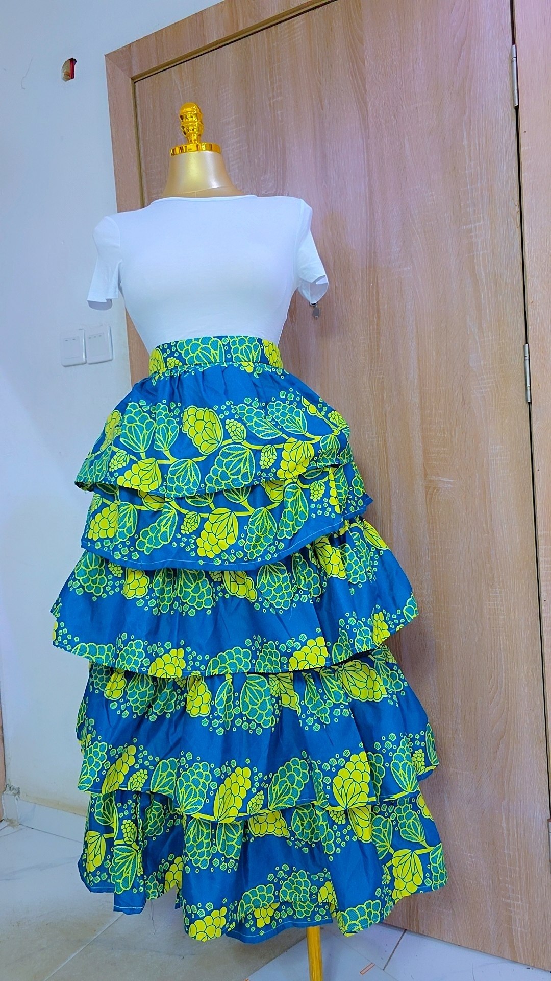 Women's Layered Ankara Maxi Skirt