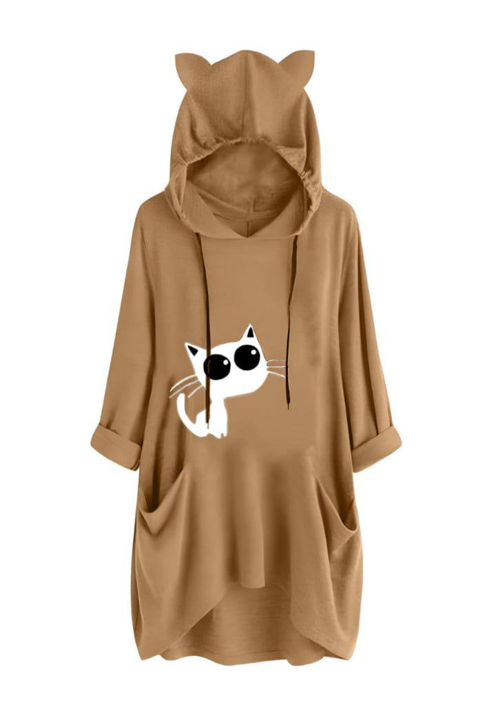 Cute Animal-Ear Hooded Pullover Tunic