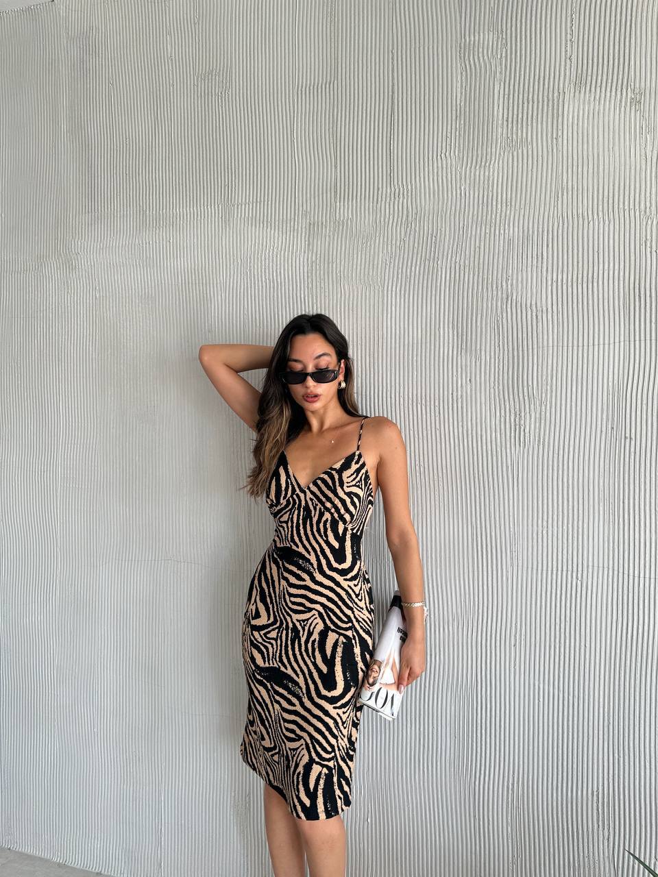 Bold Animal Print Bodycon Midi Dress