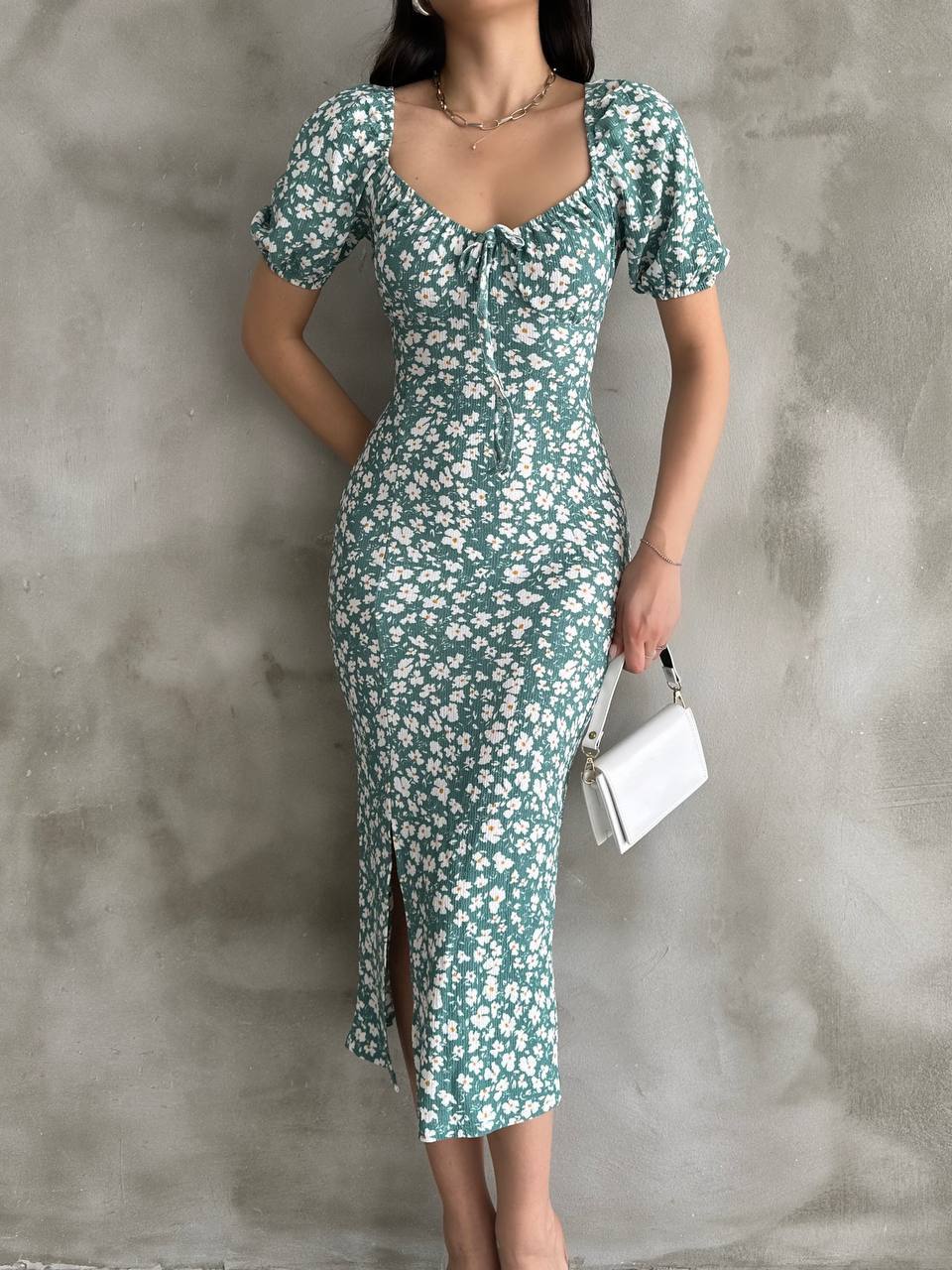 Trendy Ruched Detail Floral Print Dress