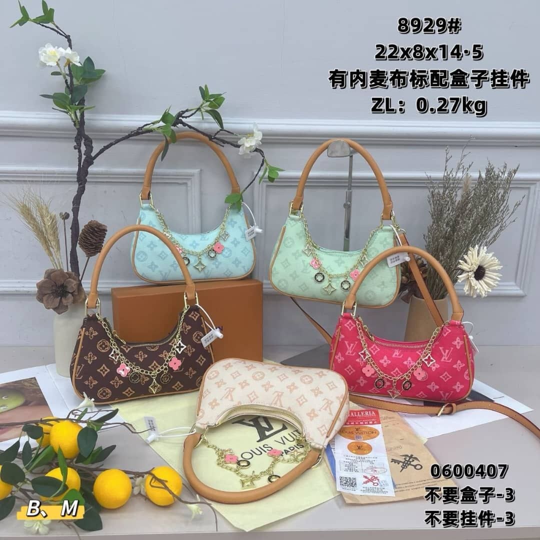 Monogram-printed Crescent Hobo Bag