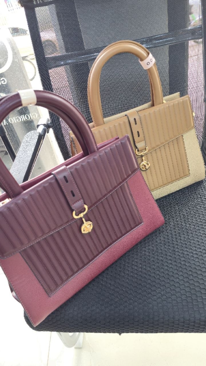 Vertical Quilted Flap Handbag with Gold Turn-Lock