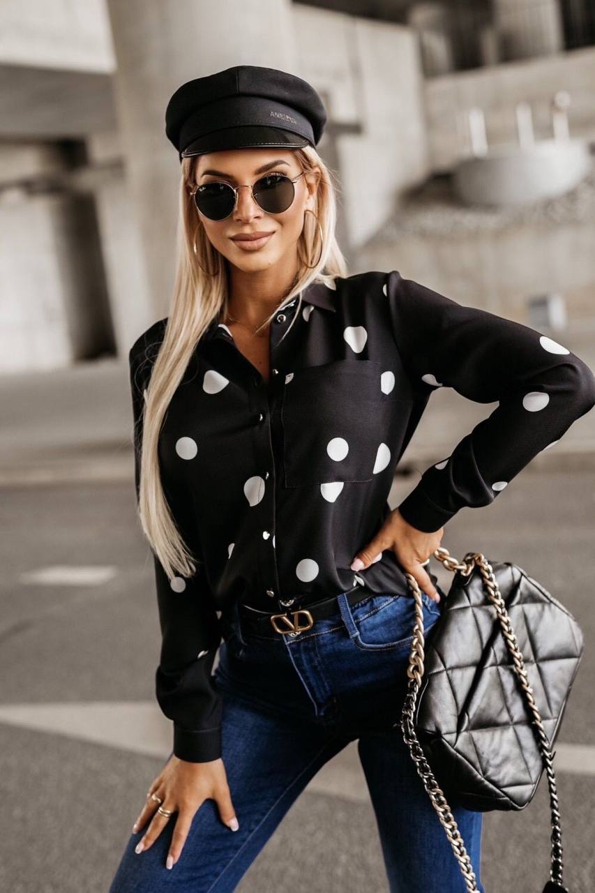 White and Black Polka Dot Shirt