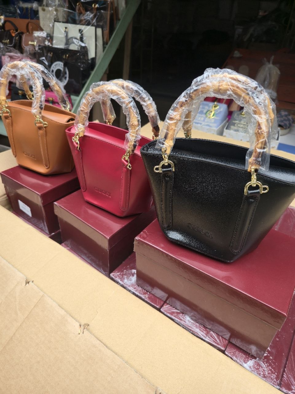 Gucci-inspired mini bamboo top-handle tote