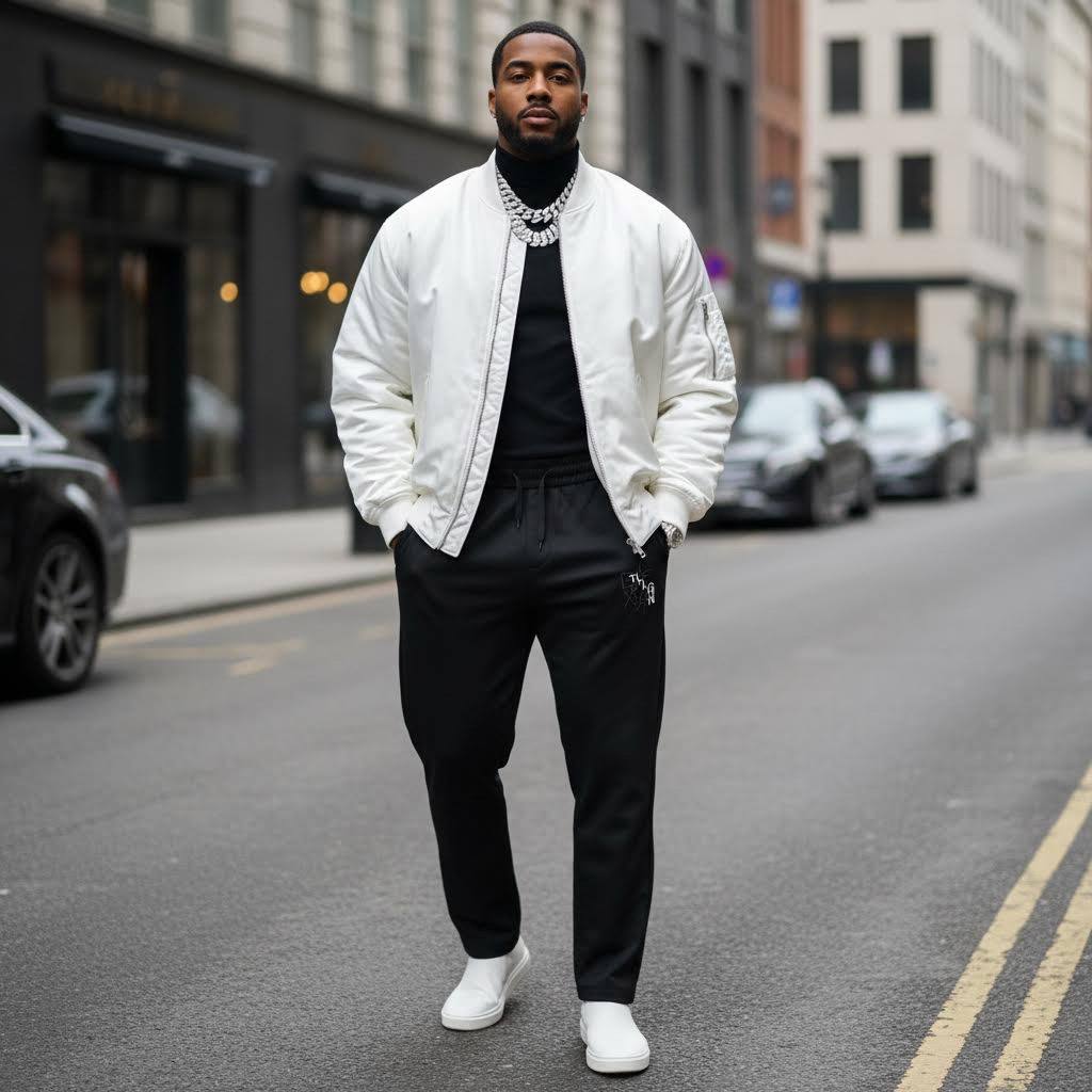Men’s Off-White Padded Satin Bomber Jacket