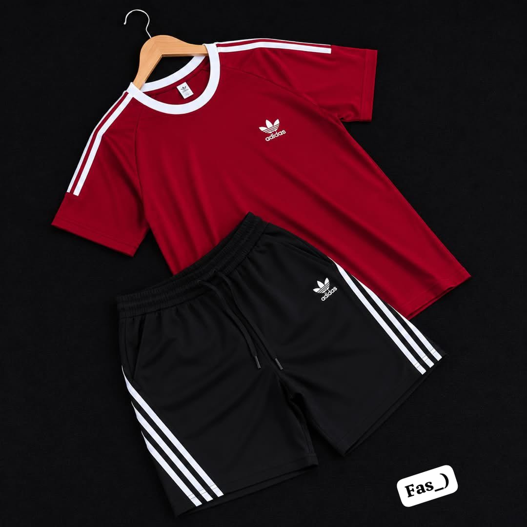 Premium Unisex Red & Black Retro Adidas Originals Matching Set