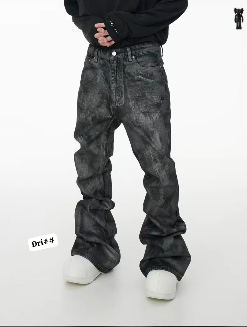 Premium Men's Y2K Oil-Wash Black Stacked Jeans