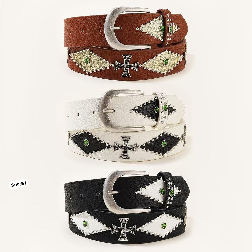 Premium Men's Y2K Gothic Cross Studded Belt