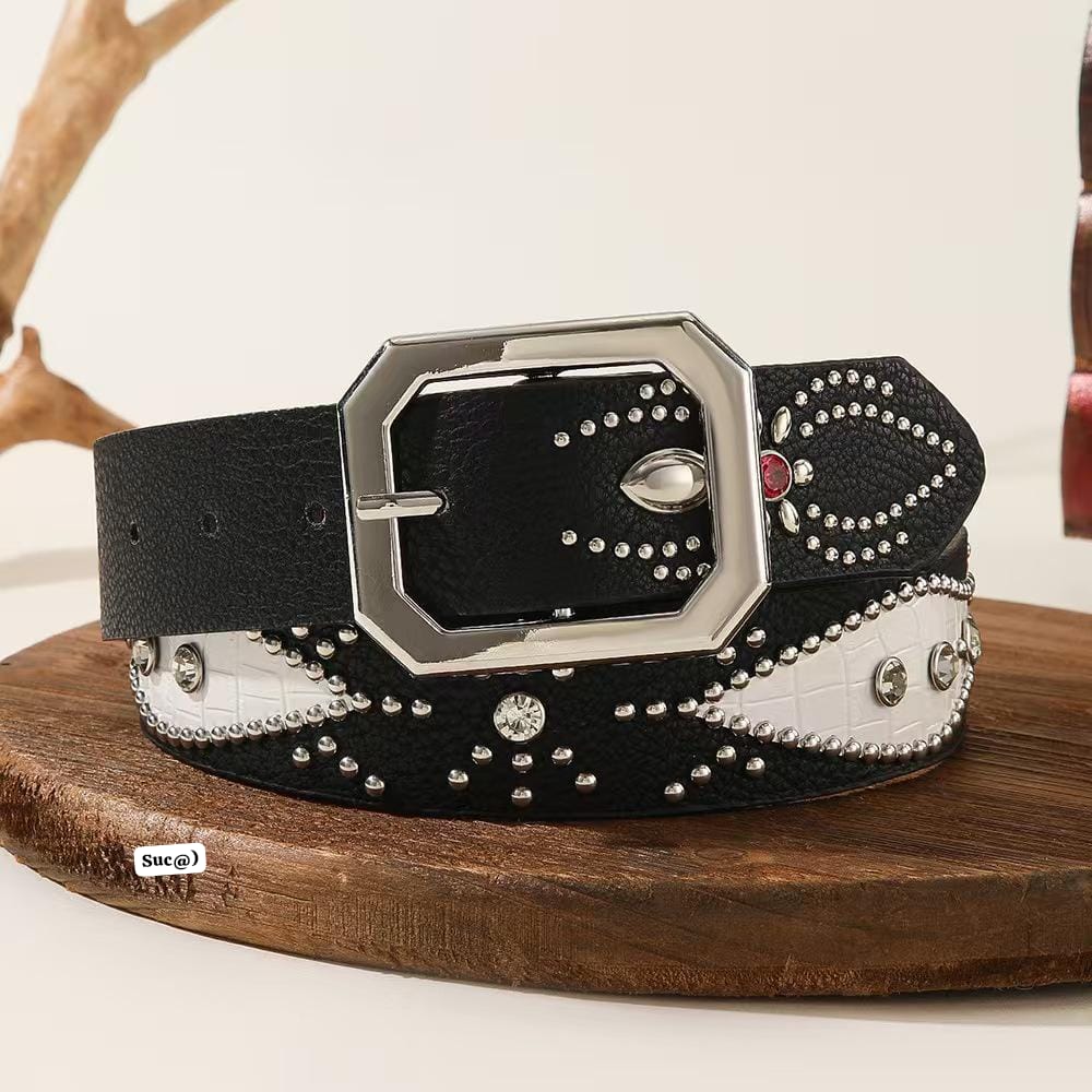 Premium Two-Tone Y2K Studded Western Belt