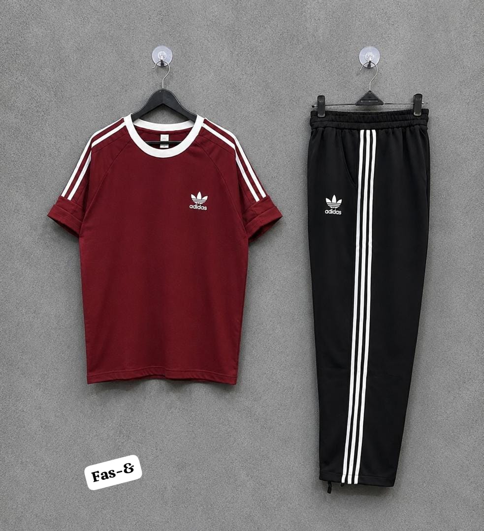 Luxury Red & Black Oversized Graphic Tee and Straight-Leg Athletic Sweatpants
