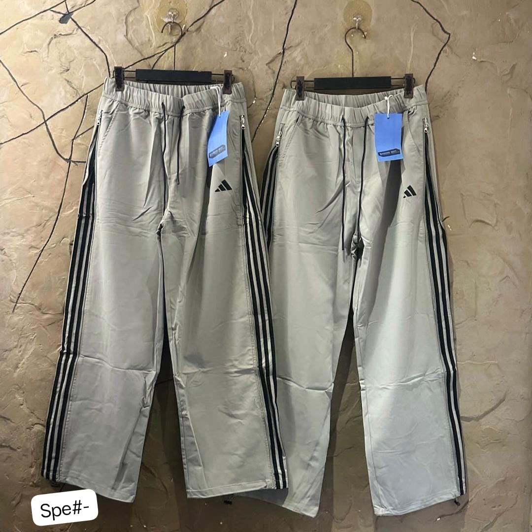Premium Men’s Side-Stripe Grey Windbreaker Track Pants