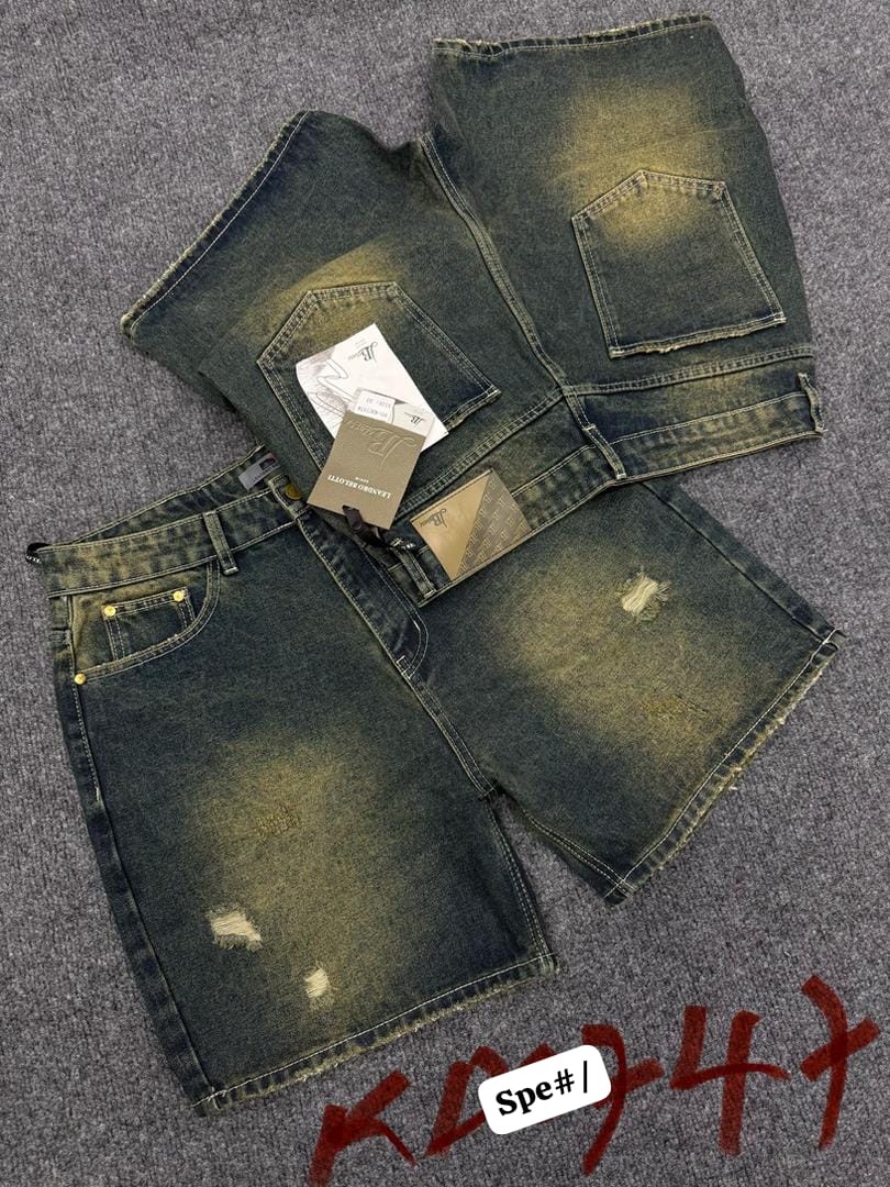 Premium Men’s "LEANDRO BELOTTI" Tinted Denim Jorts