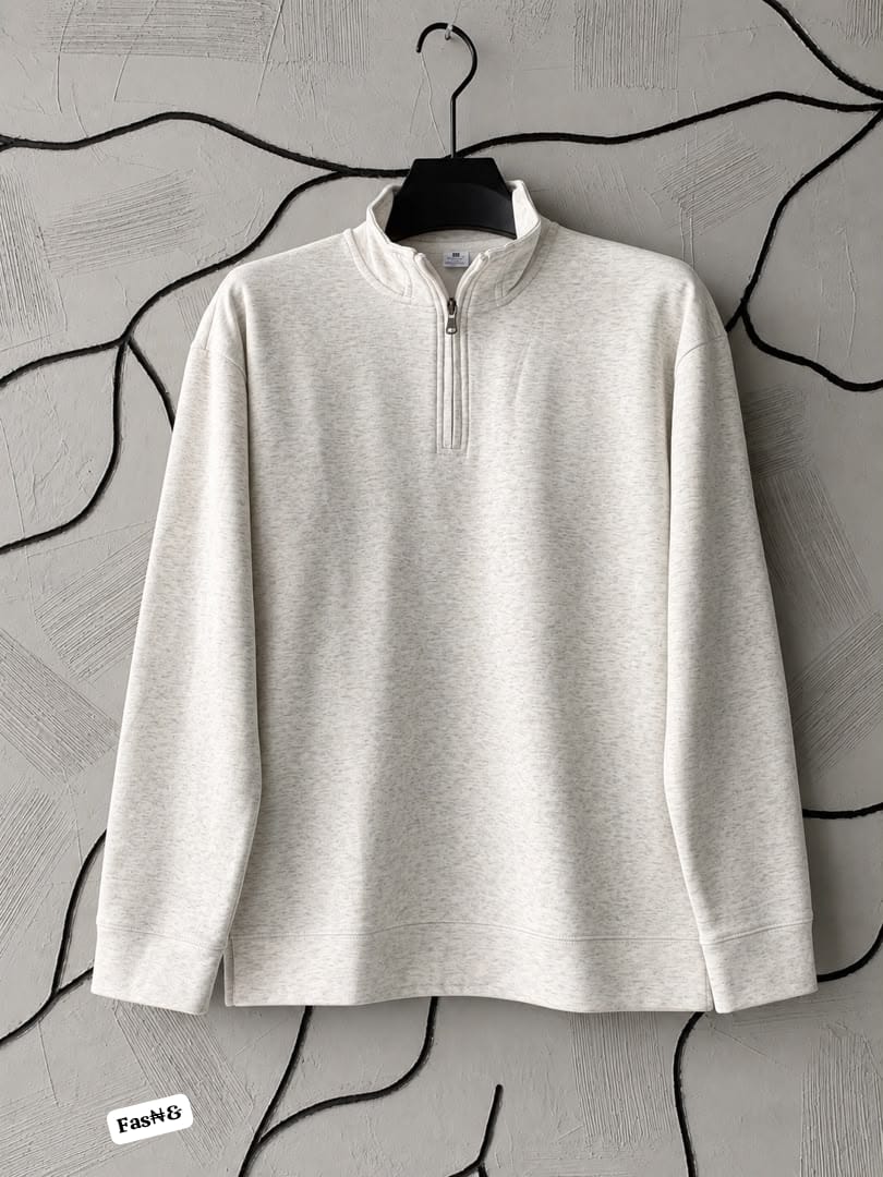 Premium Men’s Heather White Quarter-Zip Sweatshirt