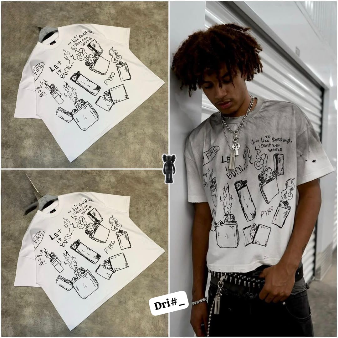 Premium Men’s Over-Sized Punk Lighter Graphic T-Shirt