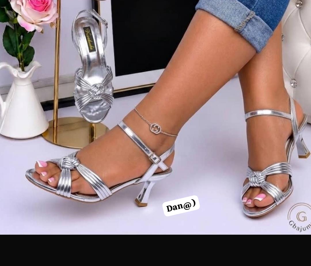 Premium Black Pleated Knot Strappy Midi Heels