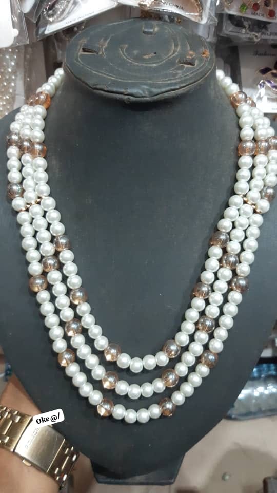 Classic 3-Tier Layered Statement Choker with Amber Bead Accents