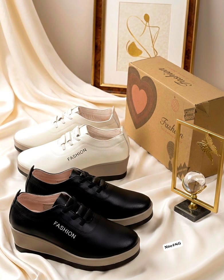 Premium Leather Platform Wedged Sneakers - Image 3