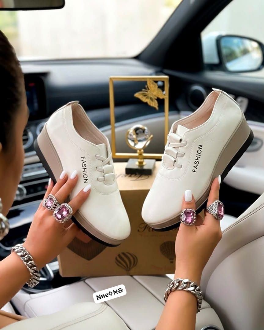 Premium Leather Platform Wedged Sneakers - Image 2