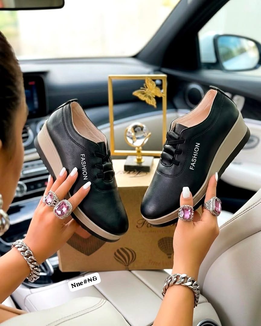Premium Leather Platform Wedged Sneakers